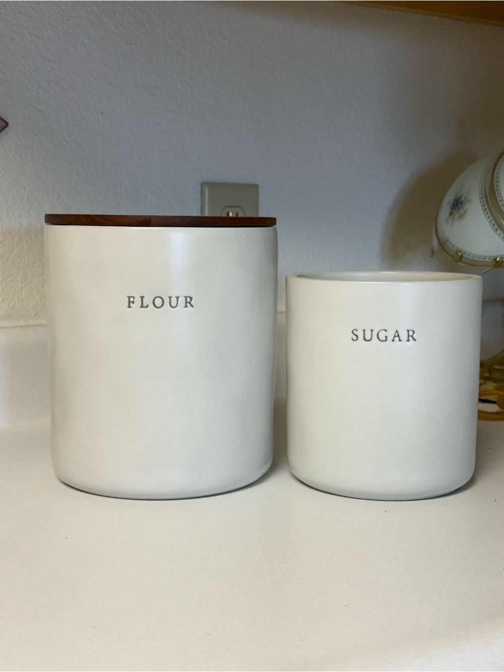 Hearth & Hand Cream Ceramic Flour and Sugar Canister Set